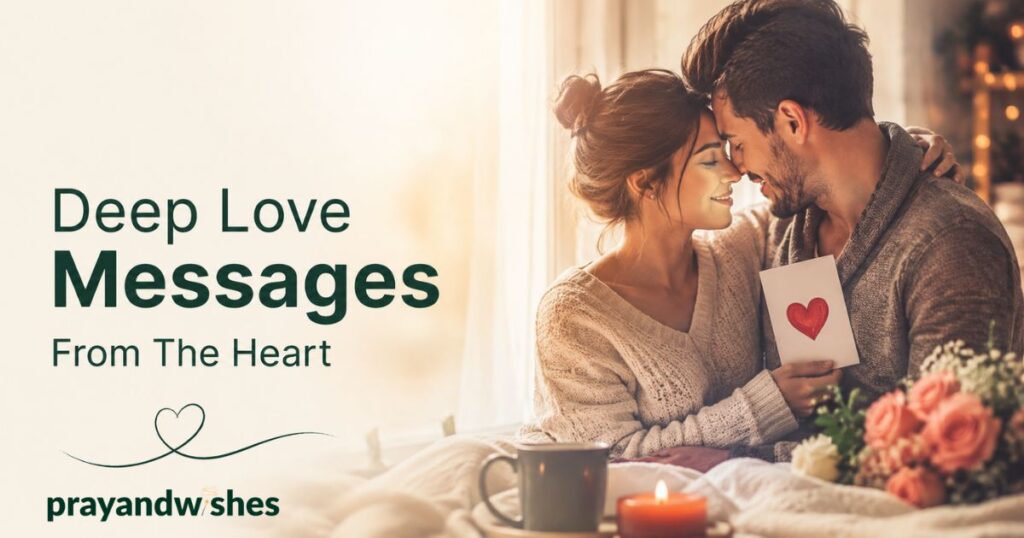 280+ Romantic Love Messages To Melt Your Partner’s Heart 3 Romantic couple sharing a heartfelt moment in a cozy setting for deep love messages from the heart, surrounded by warm light, flowers, and emotional atmosphere.