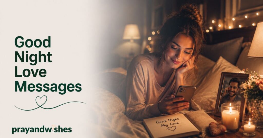 280+ Romantic Love Messages To Melt Your Partner’s Heart 9 Couple sharing good night love messages in a cozy candlelit bedroom with warm romantic lighting and peaceful nighttime atmosphere